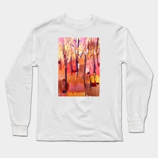 Woodland, hot colors landscape Long Sleeve T-Shirt